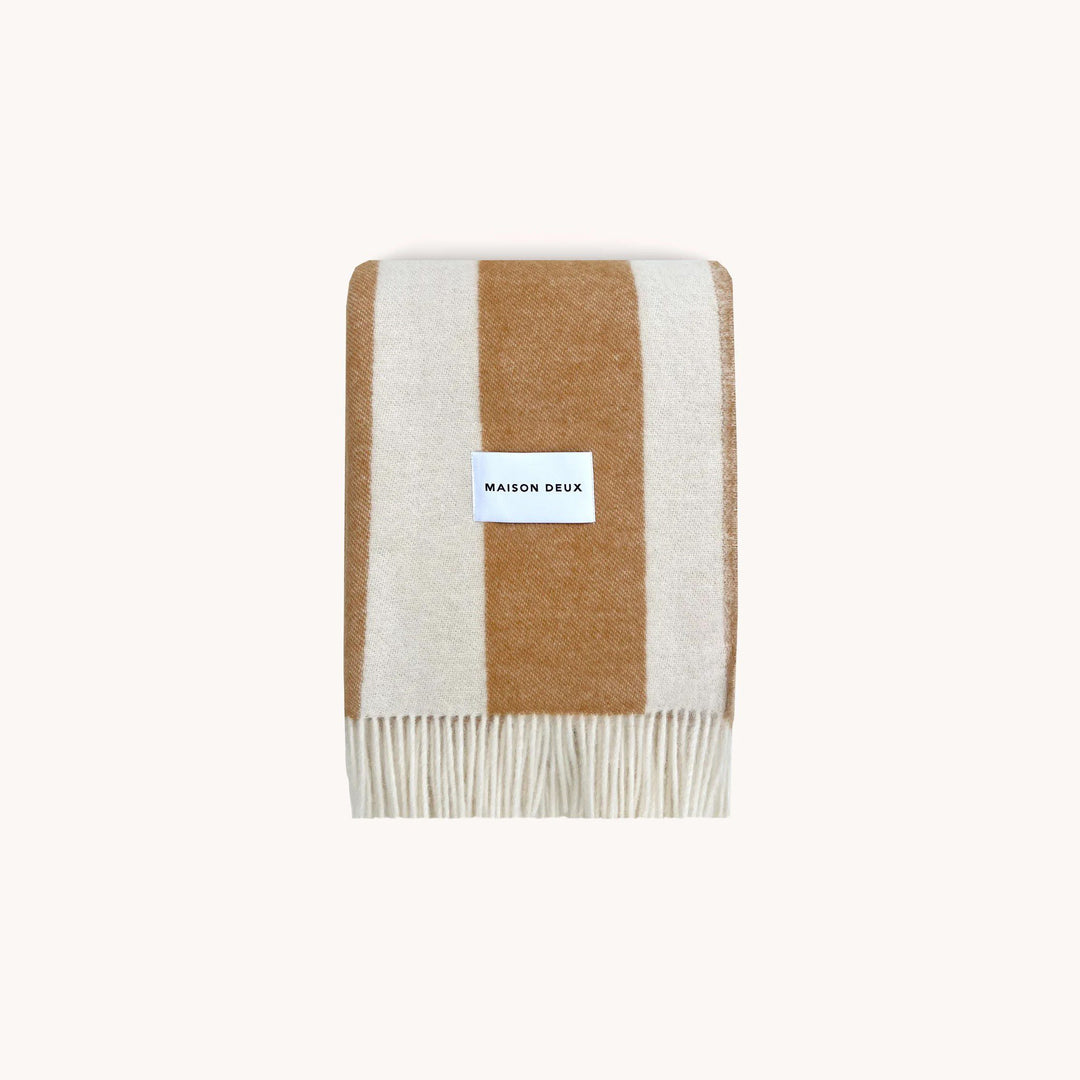 MAISON DEUX Rough Stripe Blanket, 130x200cm, Terra