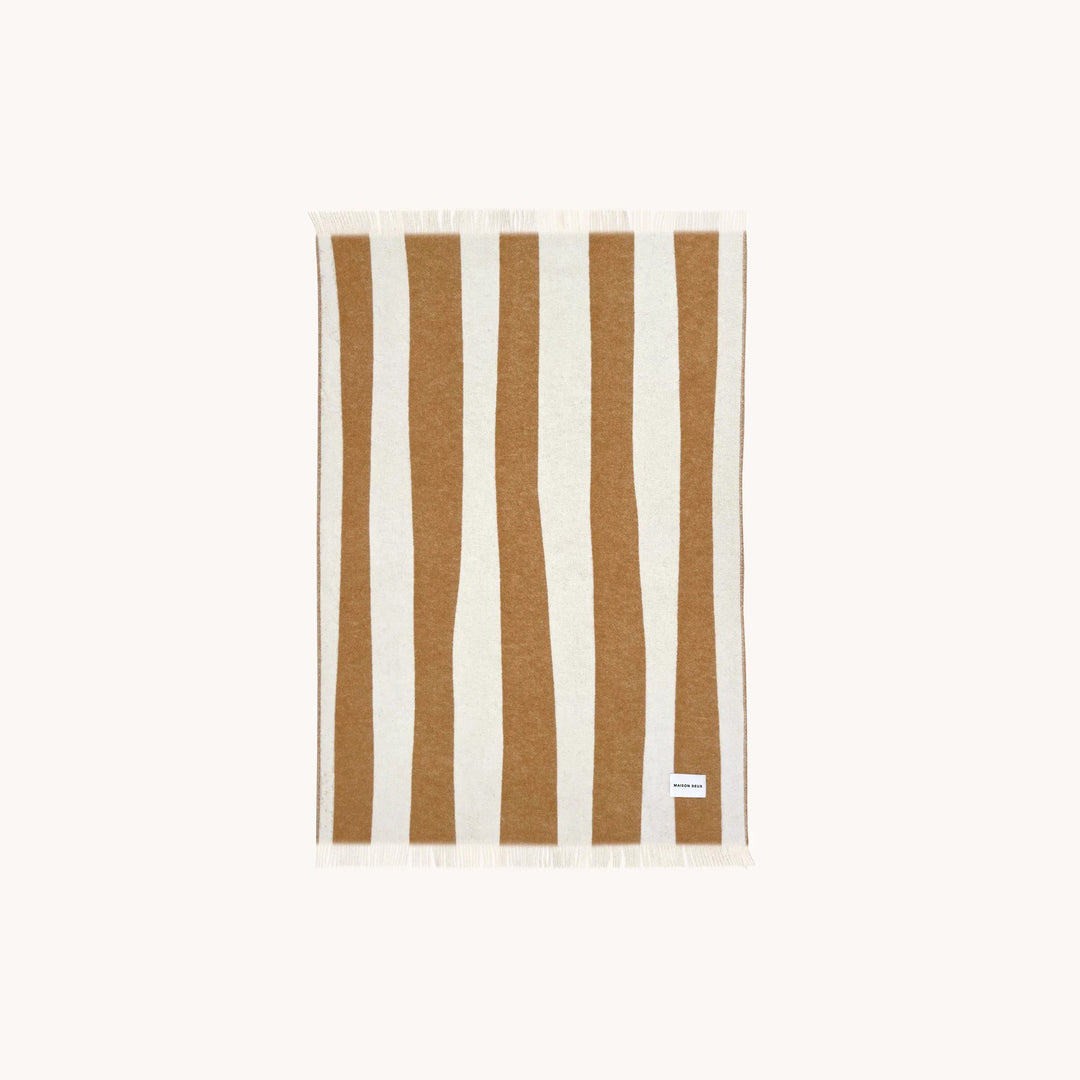 MAISON DEUX Rough Stripe Blanket, 130x200cm, Terra