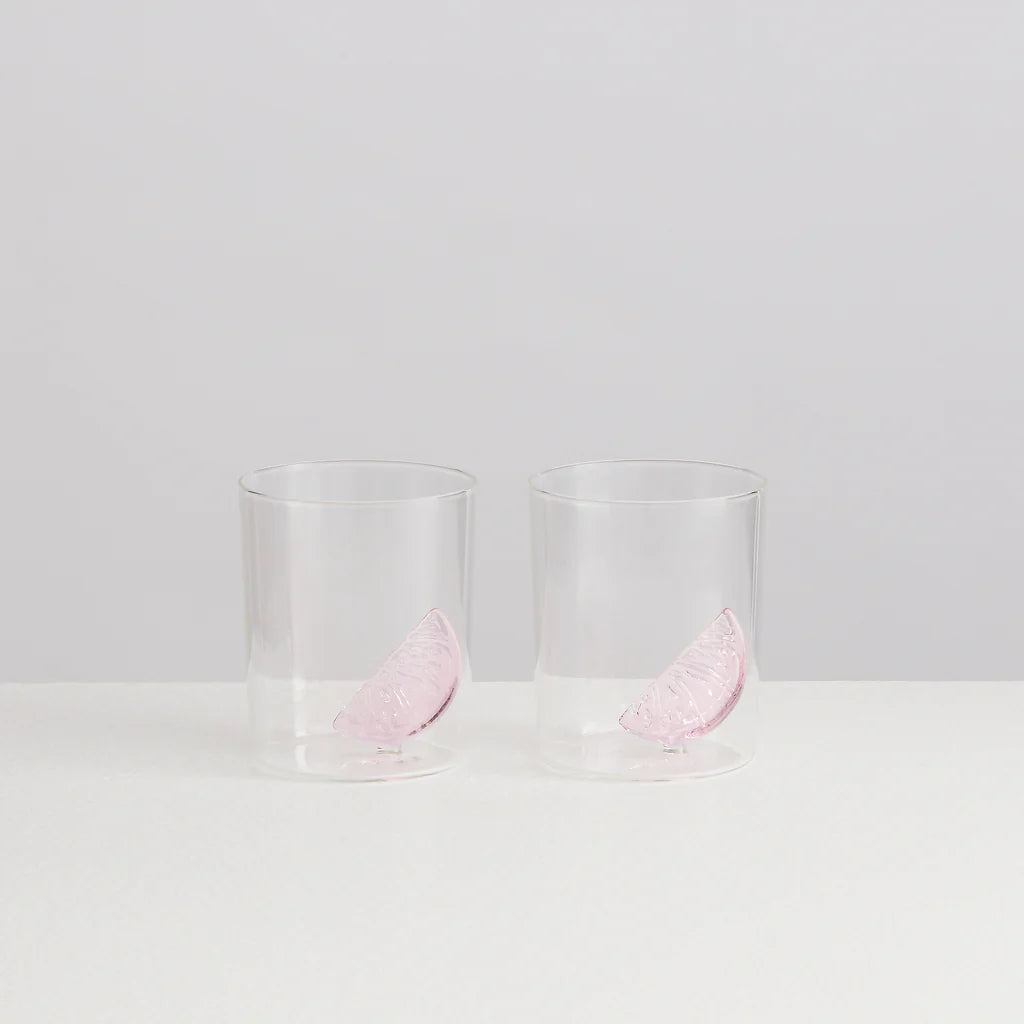 MAISON BALZAC Grapefruit Gobelets, Clear/Pink (Set of 2)