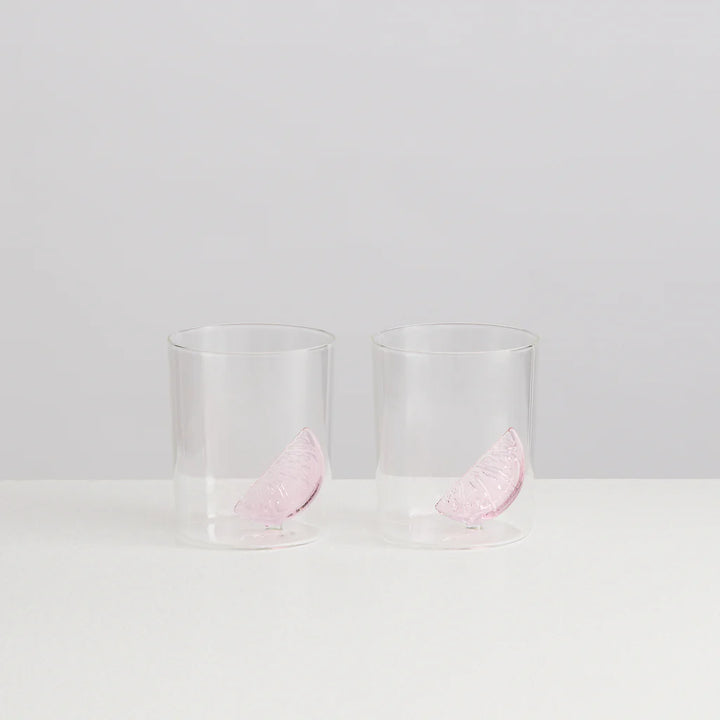MAISON BALZAC Grapefruit Gobelets, Clear/Pink (Set of 2)