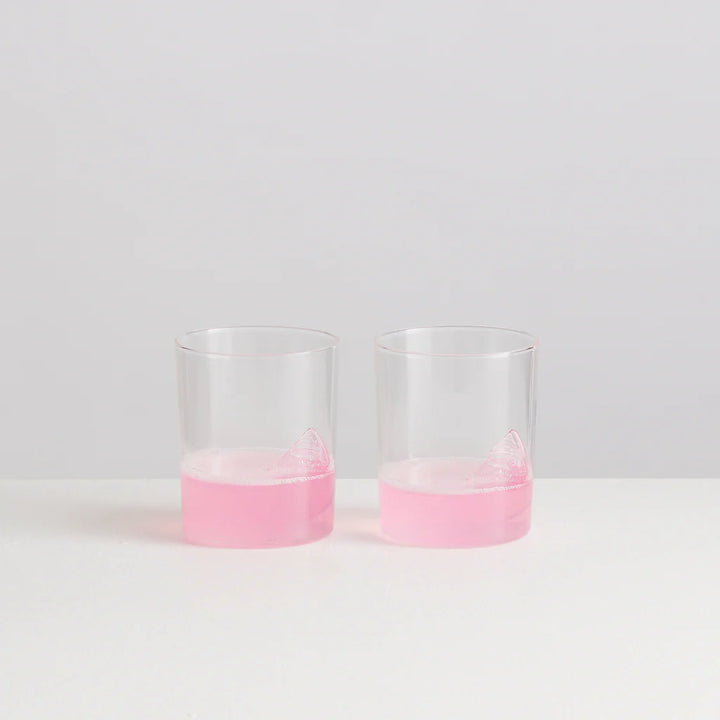 MAISON BALZAC Grapefruit Gobelets, Clear/Pink (Set of 2)