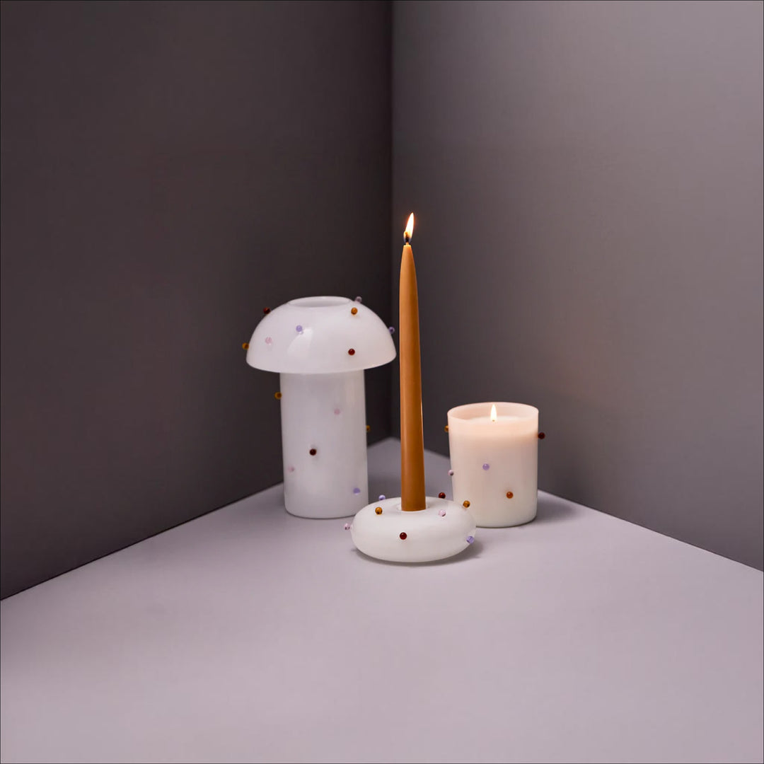 MAISON BALZAC La Pomponette Candle, Le Rouge, White/Summer Multi