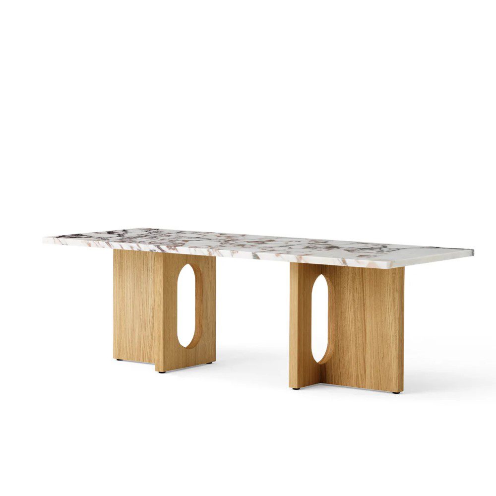 PRE-ORDER │ AUDO CPH Androgyne Lounge Table, 120x45cm, Natural Oak Base, Calacatta Viola Table Top