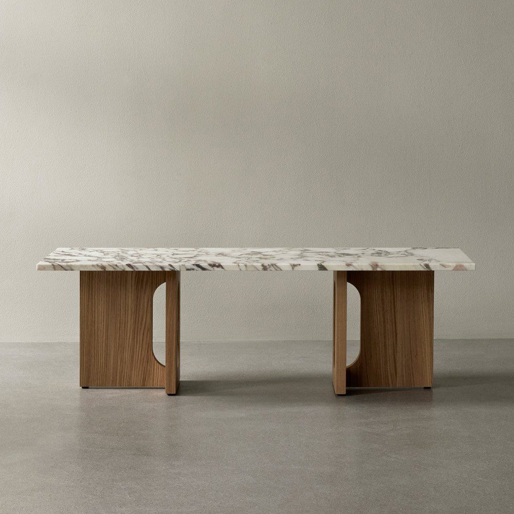 PRE-ORDER │ AUDO CPH Androgyne Lounge Table, 120x45cm, Walnut Base, Calacatta Viola Marble Table Top