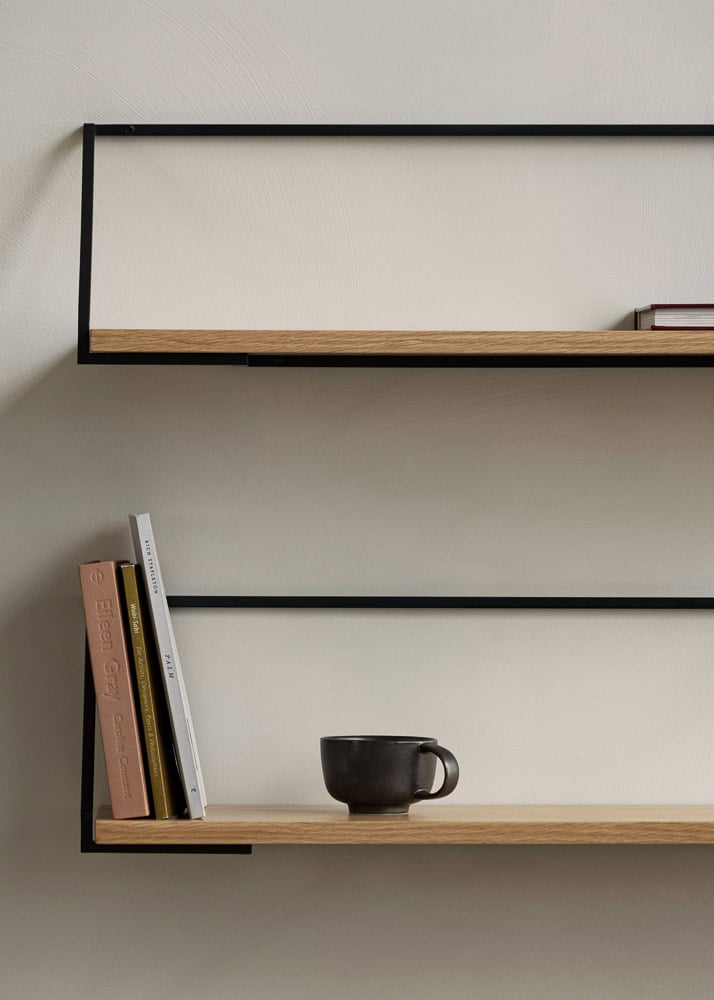 AUDO CPH Rail Shelf, 92x25cm, Black Steel w/ Natural Oak