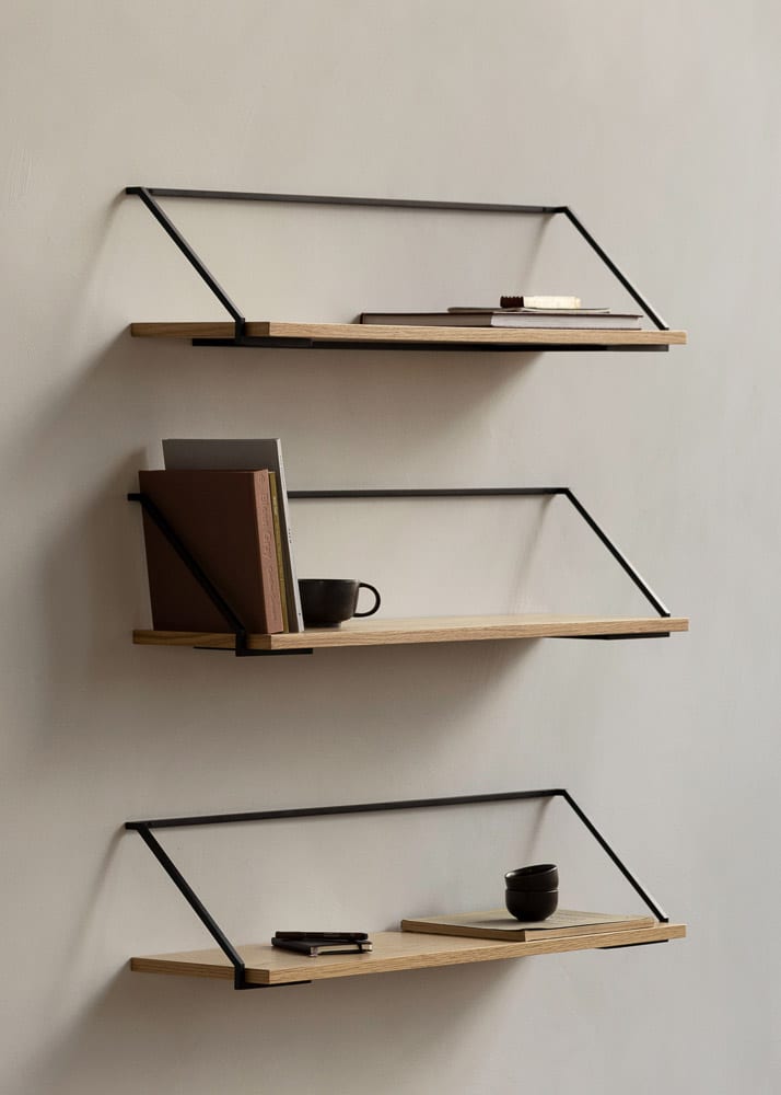 AUDO CPH Rail Shelf, 92x25cm, Black Steel w/ Natural Oak