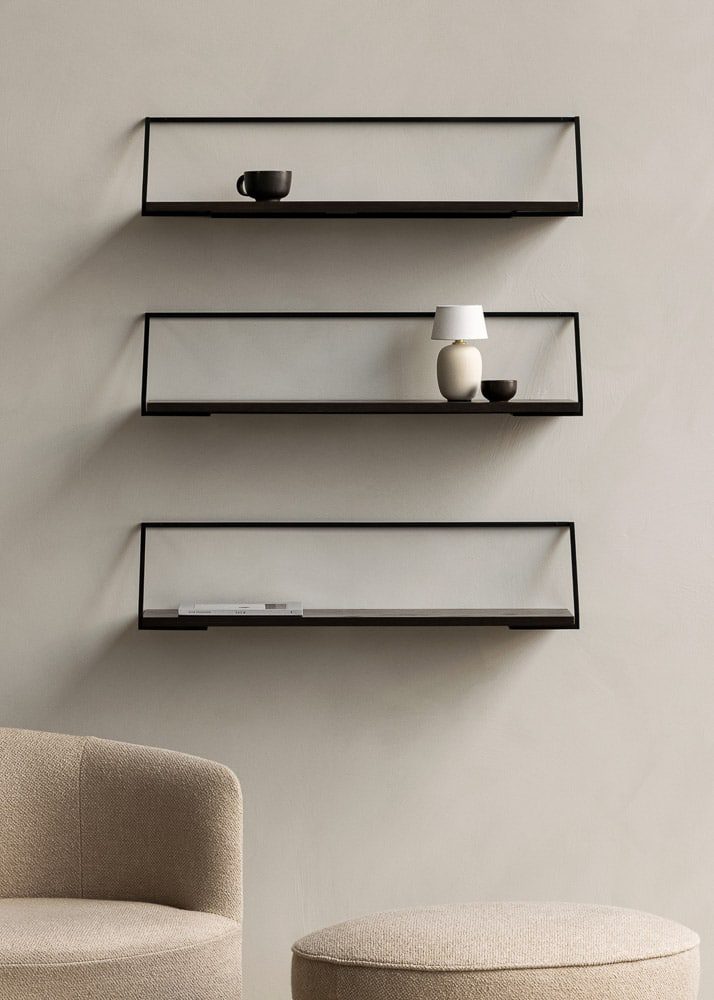 AUDO CPH Rail Shelf, 92x25cm, Black Steel w/ Natural Oak