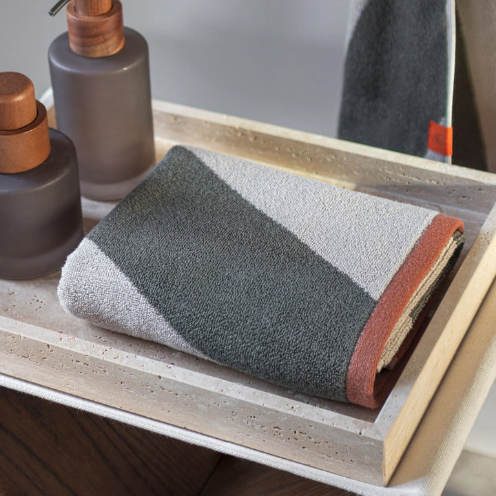 METTE DITMER Diagonal Hand Towel, 40x55cm, Dark Olive (2 Pack)