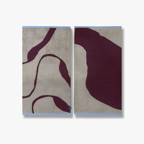 METTE DITMER Nova Arte Hand Towel, 40x55cm, Wine/Sand (Set of 2)