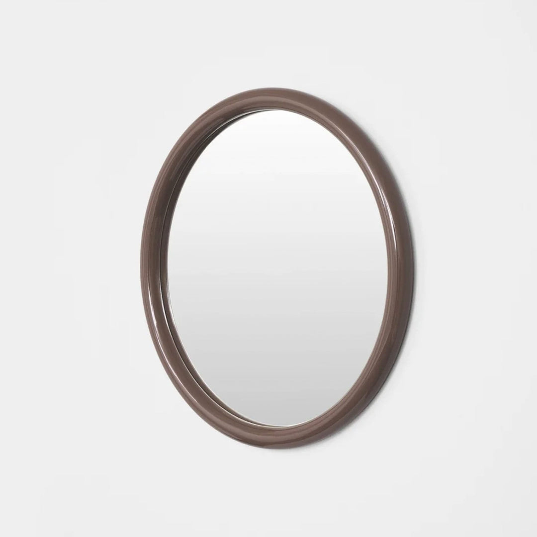 MIDDLE OF NOWHERE Gertrude Round Gloss Mirror, 80cm, Cocoa