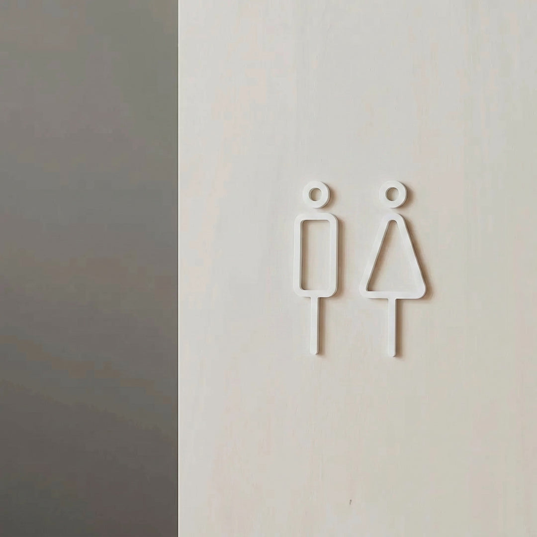 MOHEIM Restroom Sign, White (Set of 2)