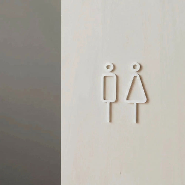 MOHEIM Restroom Sign, White (Set of 2)