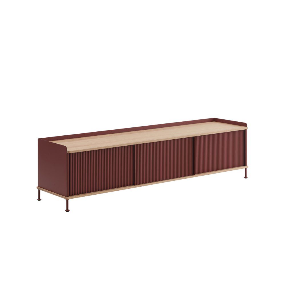 PRE-ORDER │ MUUTO Enfold Sideboard (L) 186 x (W) 45 x (H) 48 cm, Oak/Deep Red