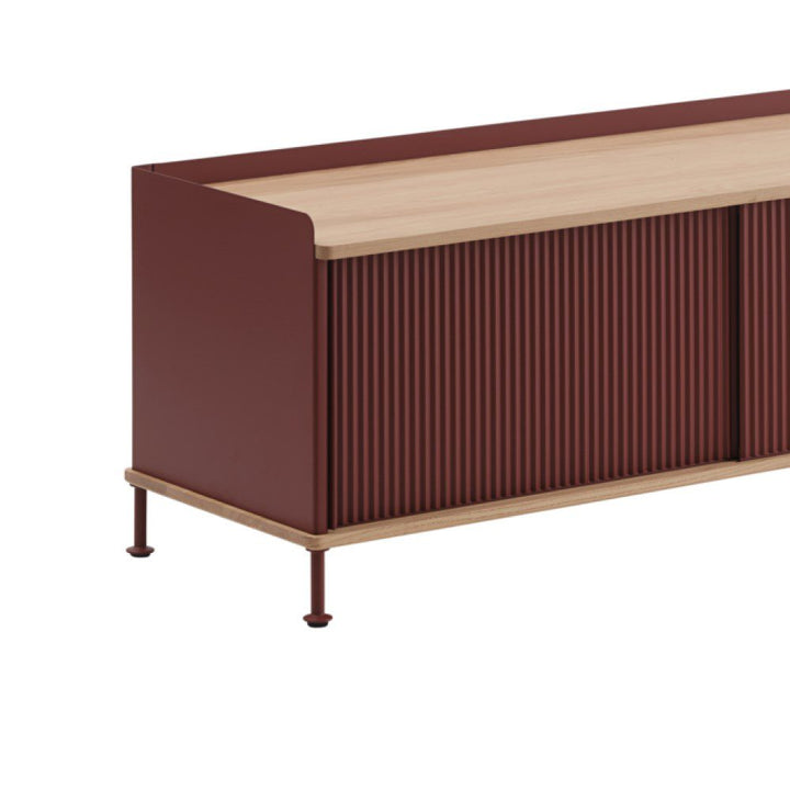 PRE-ORDER │ MUUTO Enfold Sideboard (L) 186 x (W) 45 x (H) 48 cm, Oak/Deep Red