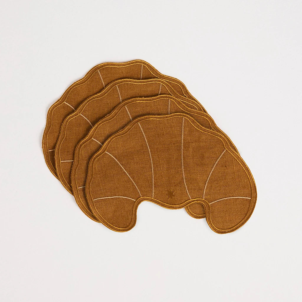 MAISON BALZAC Croissant Napkins, Caramel/Ivory (Set of 4)