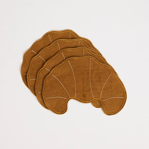 MAISON BALZAC Croissant Napkins, Caramel/Ivory (Set of 4)