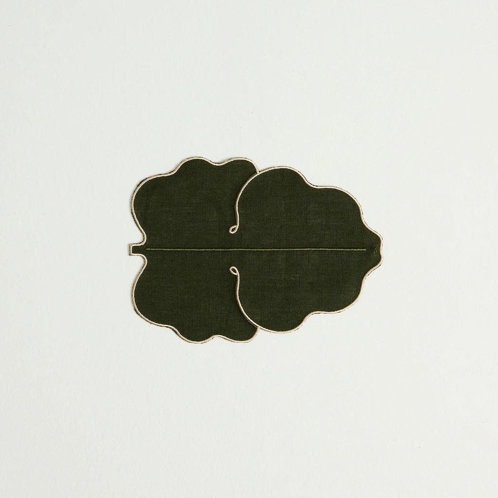 MAISON BALZAC Fig Leaf Napkins, Olive/Ivory (Set of 4)