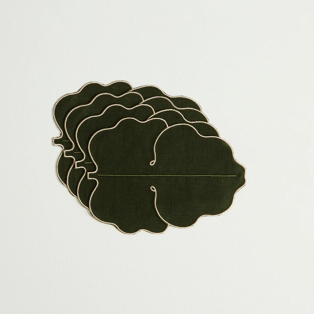 MAISON BALZAC Fig Leaf Napkins, Olive/Ivory (Set of 4)