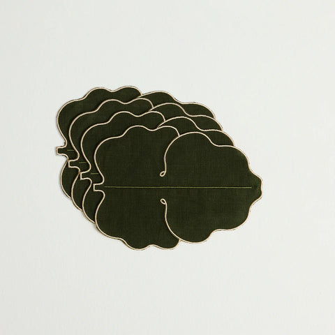 MAISON BALZAC Fig Leaf Napkins, Olive/Ivory (Set of 4)