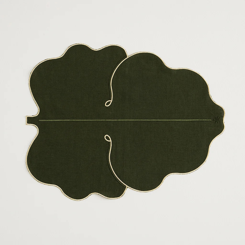 MAISON BALZAC Fig Leaf Placemats, Olive/Ivory (Set of 2)