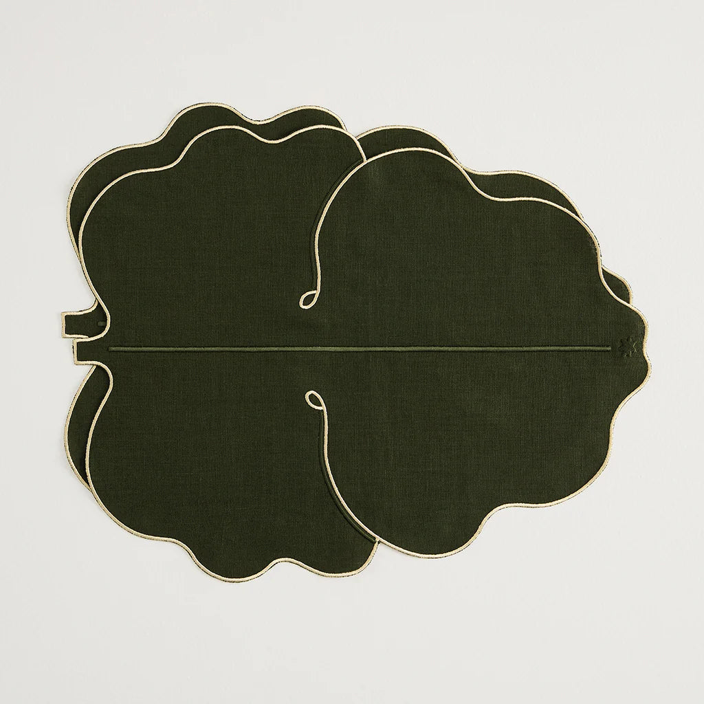 MAISON BALZAC Fig Leaf Placemats, Olive/Ivory (Set of 2)