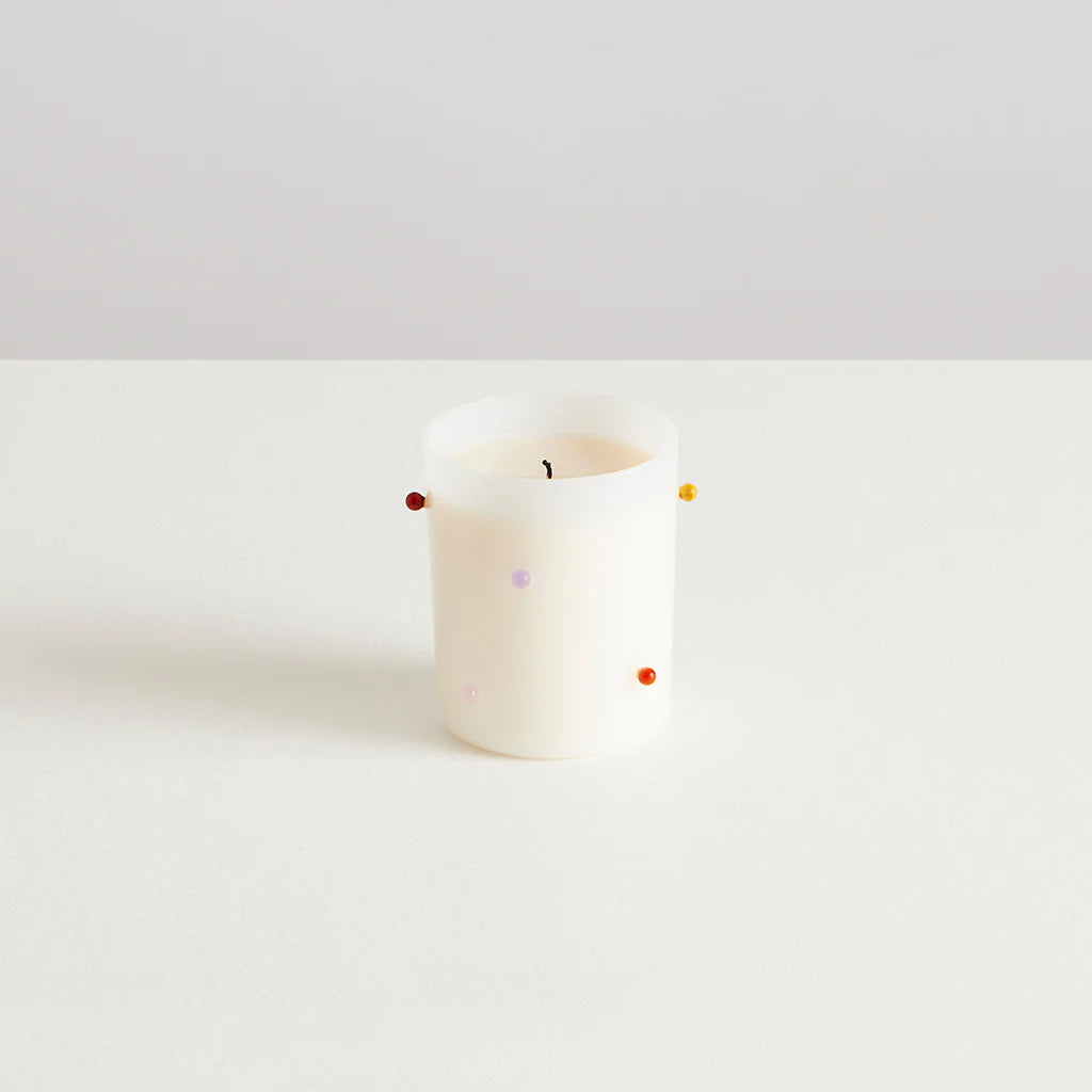 MAISON BALZAC La Pomponette Candle, Le Rouge, White/Summer Multi