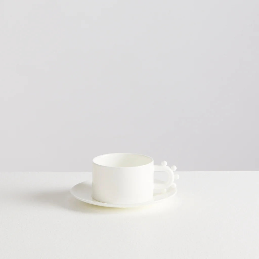 MAISON BALZAC Pomponette Teacup & Saucer, Bone
