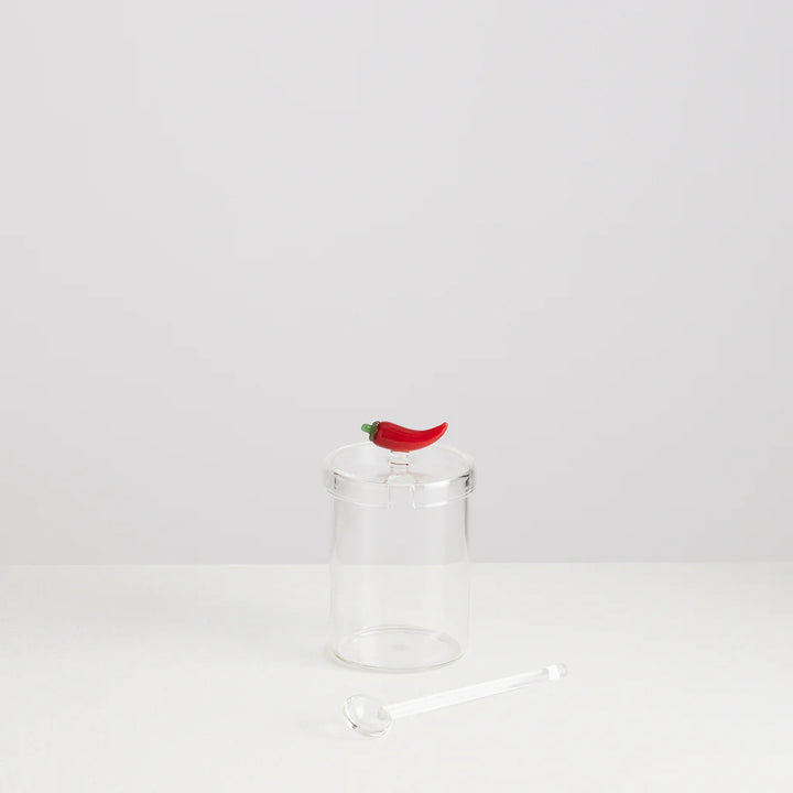MAISON BALZAC Crispy Chilli Oil Jar, Clear/Opaque Red