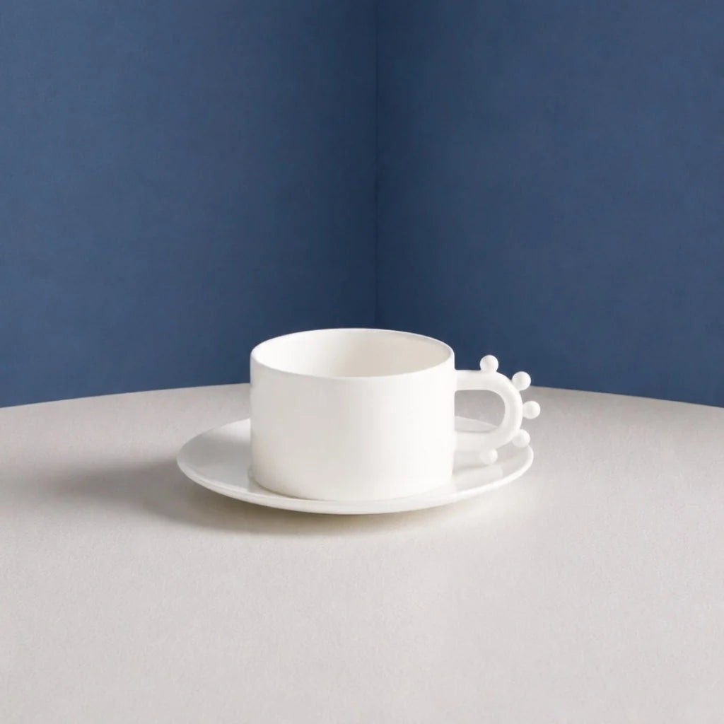MAISON BALZAC Pomponette Teacup & Saucer, Bone