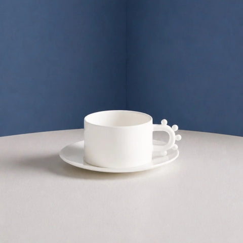 MAISON BALZAC Pomponette Teacup & Saucer, Bone