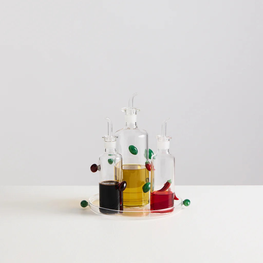 MAISON BALZAC Olive Tray, Clear/Opaque Green