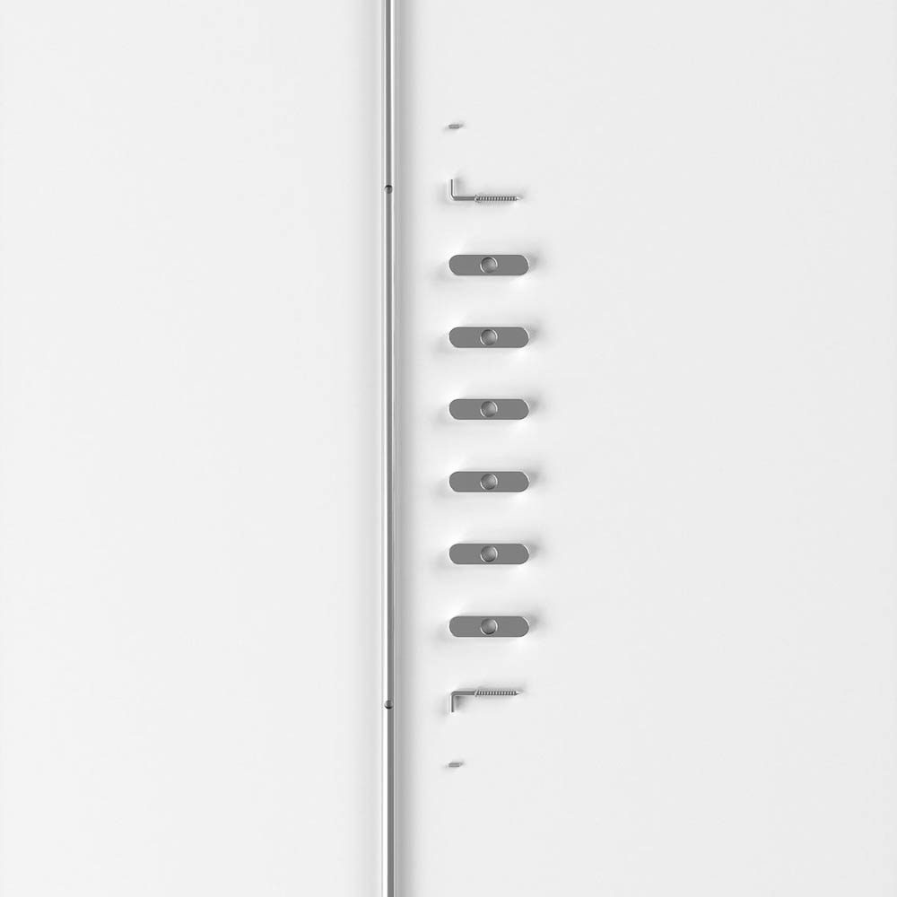 A packshot of Moebe coat rack with 6 pegs in chrome.