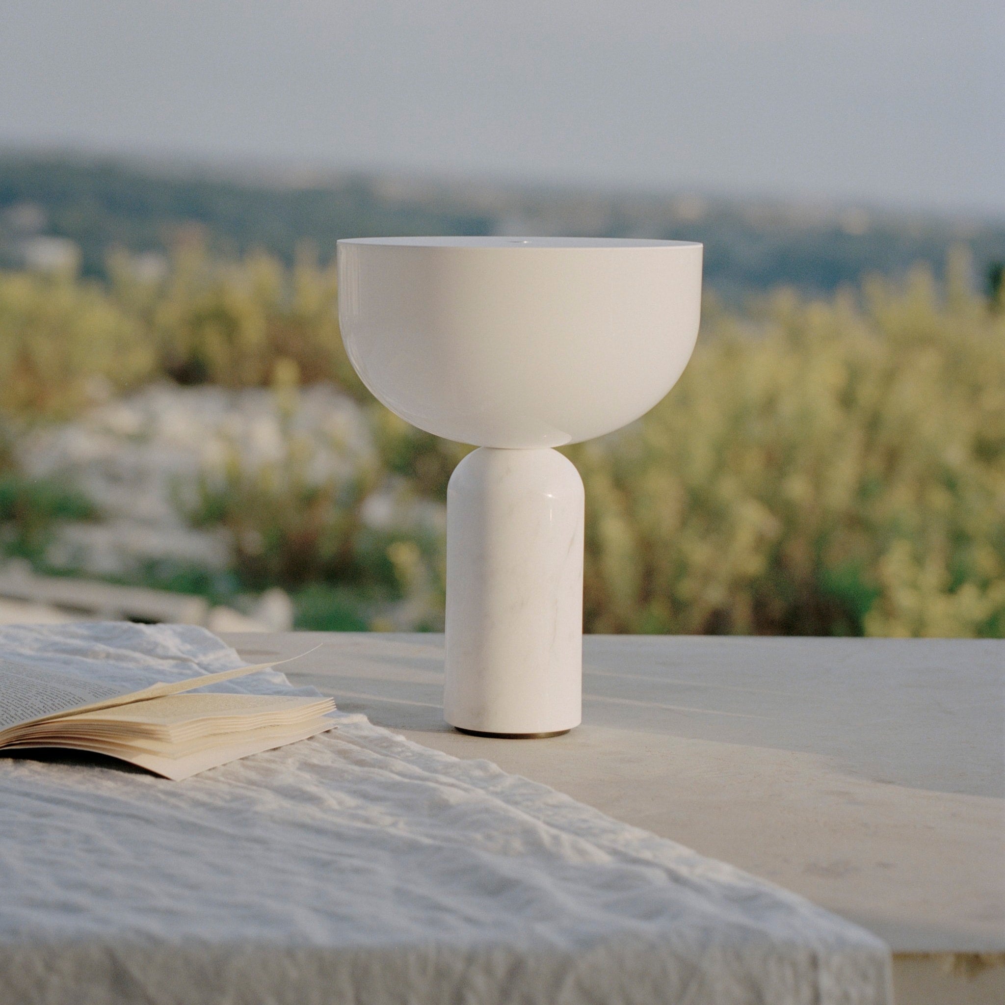 NEW WORKS Kizu Portable Table Lamp, White Marble