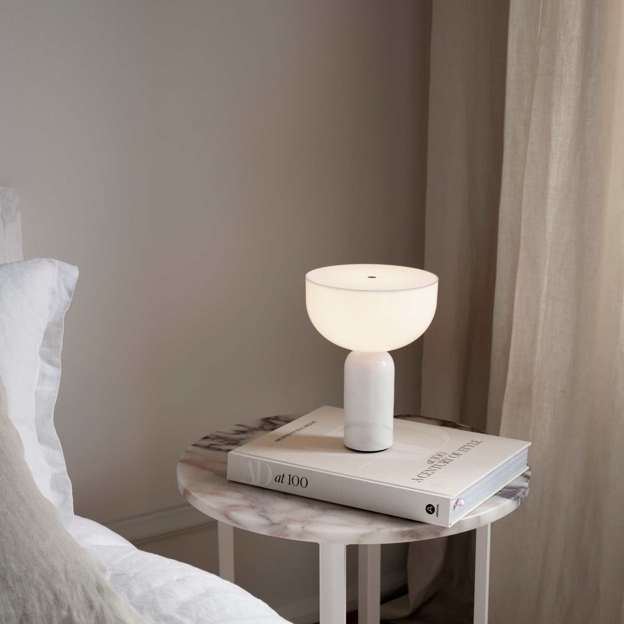 NEW WORKS Kizu Portable Table Lamp, White Marble