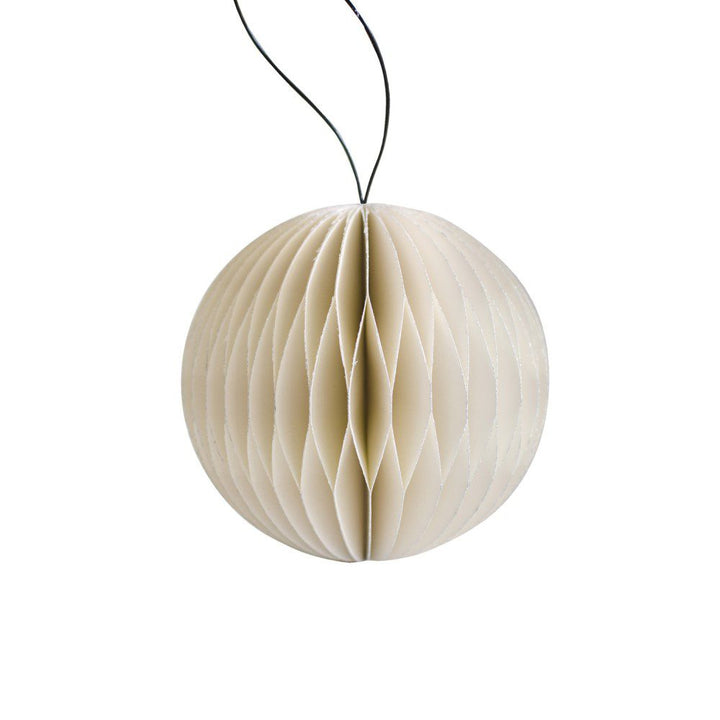 NORDIC ROOMS Paper Sphere Christmas Ornament, H8.5cm, Off-white