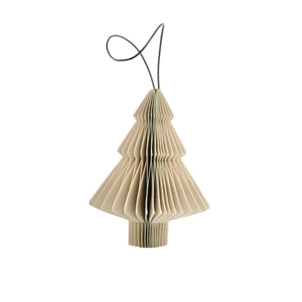 NORDIC ROOMS Paper Tree Christmas Ornament, H10cm, Linen