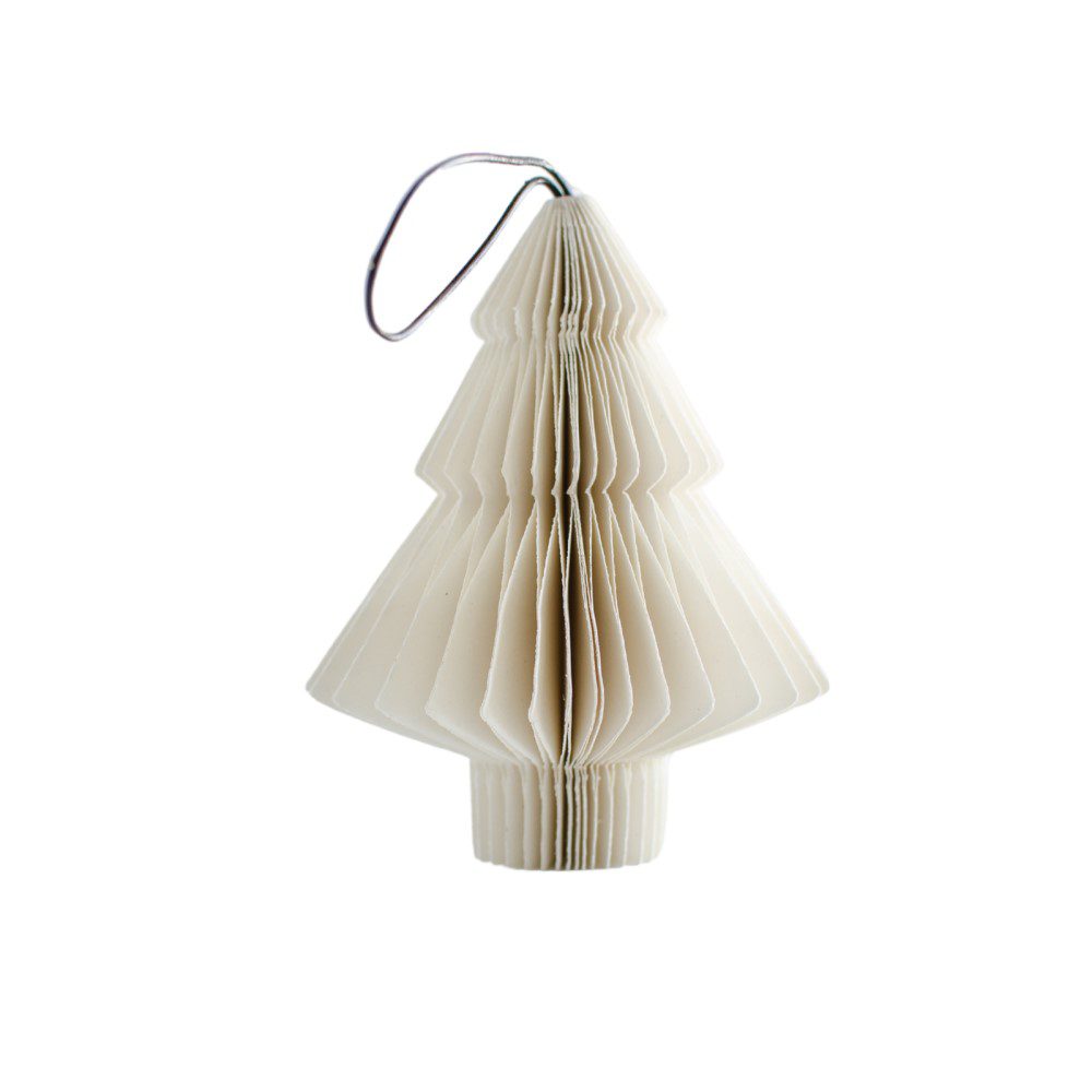 NORDIC ROOMS Paper Tree Christmas Ornament, H10cm, Off-white