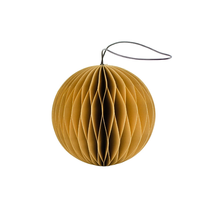 NORDIC ROOMS Paper Sphere Christmas Ornament, H8.5cm, Golden Sand