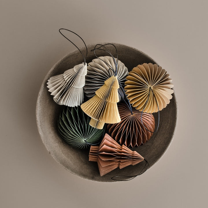 NORDIC ROOMS Paper Sphere Christmas Ornament, H8.5cm, Golden Sand