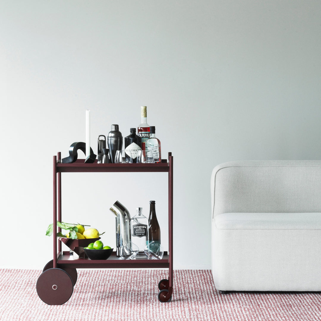 NORMANN COPENHAGEN Rul Trolley/Bar Cart, Burgundy