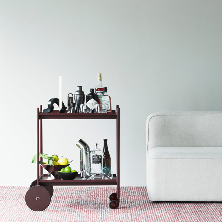 NORMANN COPENHAGEN Rul Trolley/Bar Cart, Burgundy