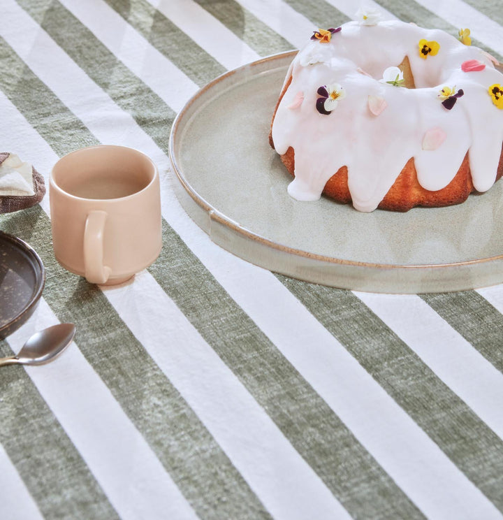 OYOY Striped Tablecloth, 260x140 cm, Olive