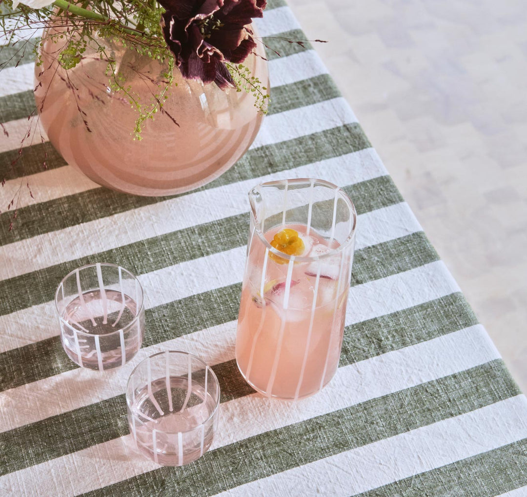 OYOY Striped Tablecloth, 260x140 cm, Olive