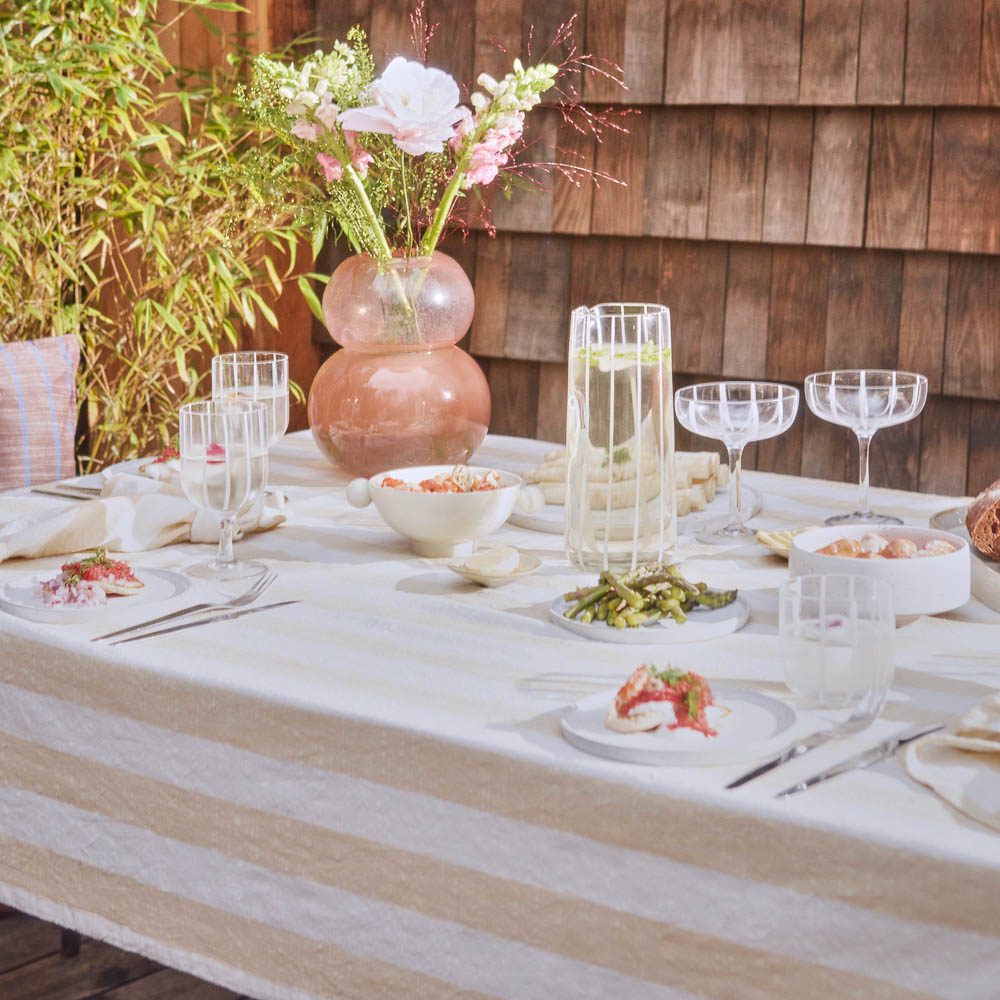 OYOY Striped Tablecloth, Vanilla