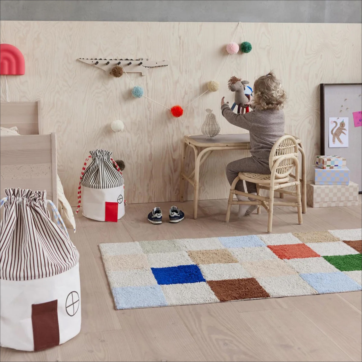 Blue Chess Rug OYOY Chess Rug, Multi, Large 168cm