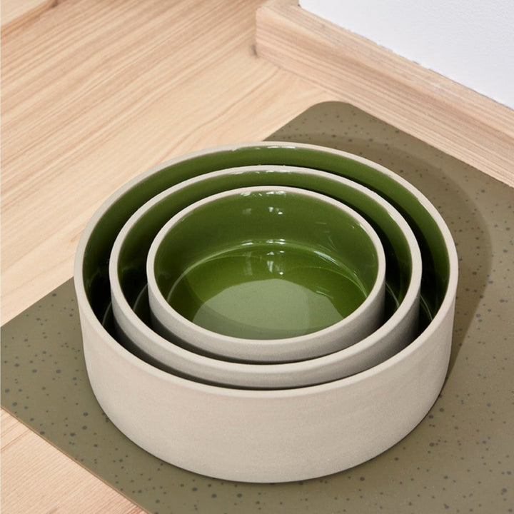 OYOY ZOO Koko Dog Bowl Mat, Olive