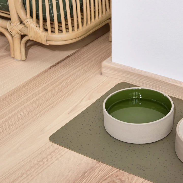 OYOY ZOO Koko Dog Bowl Mat, Olive