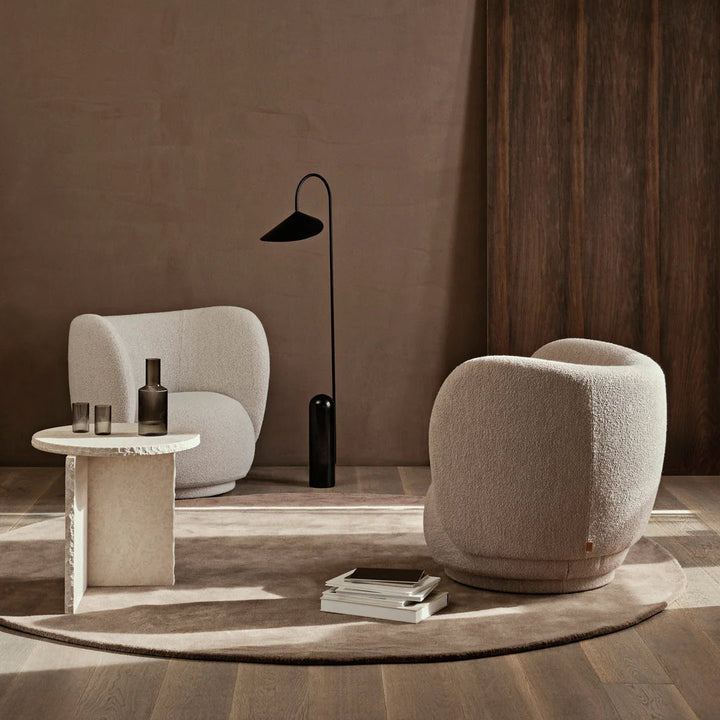 PRE-ORDER │ FERM LIVING Rico Lounge Chair Swivel, Soft Bouclé, Off-White Melange