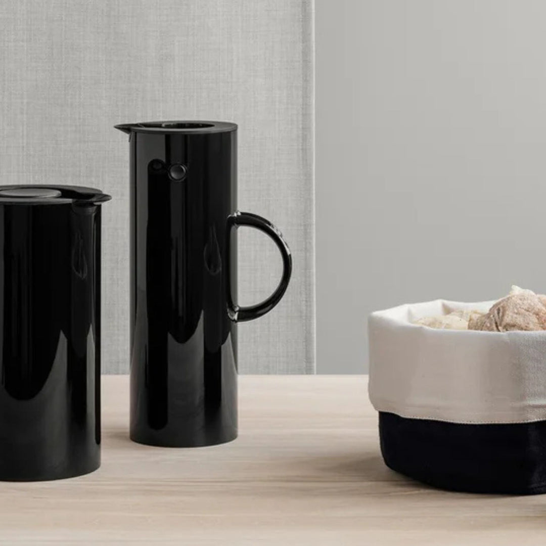 STELTON Em77 Water Vacuum Thermal Jug 1 Litre, Black