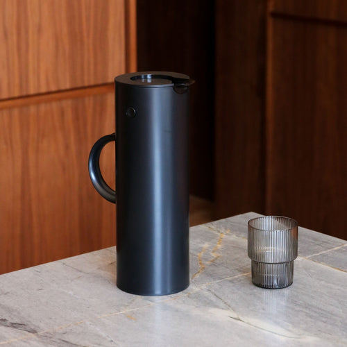 STELTON Em77 Water Vacuum Thermal Jug 1 Litre, Soft Black
